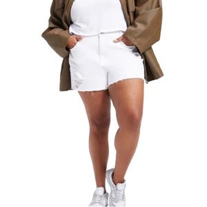 Good American Crisp White Denim Shorts